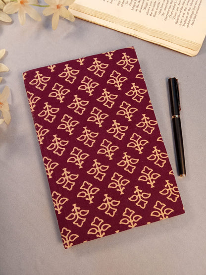 Handcrafted Maroon Buta Print A5 Diary
