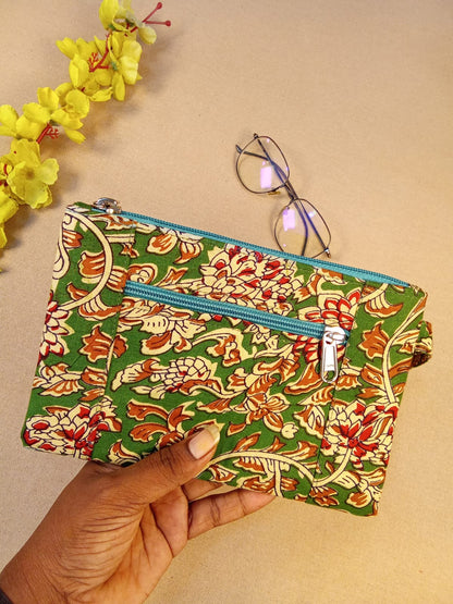 Green Floral Multi-Utility Pouch