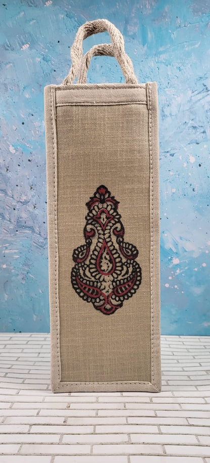Maroon Paisley Handmade Water Bottle Cover