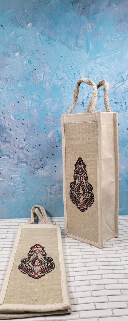 Maroon Paisley Handmade Water Bottle Cover