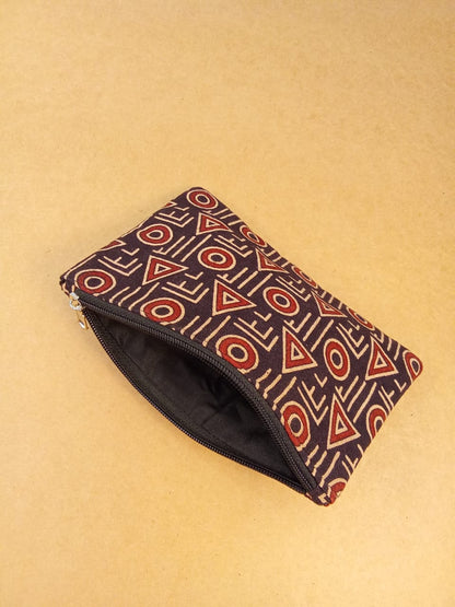 Geometric Print Cotton Multi-Utility Pouch