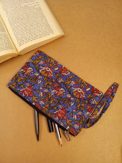 Floral Diary & Blue Kalamkari Pouch Desk Calm Set