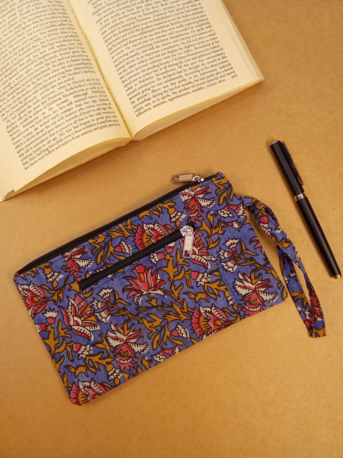Multicolor Floral Print Cotton Multi-Utility Pouch