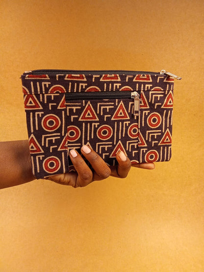 Geometric Print Cotton Multi-Utility Pouch