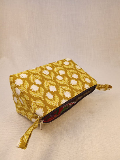 Mustard Floral Print Cotton Utility Kit