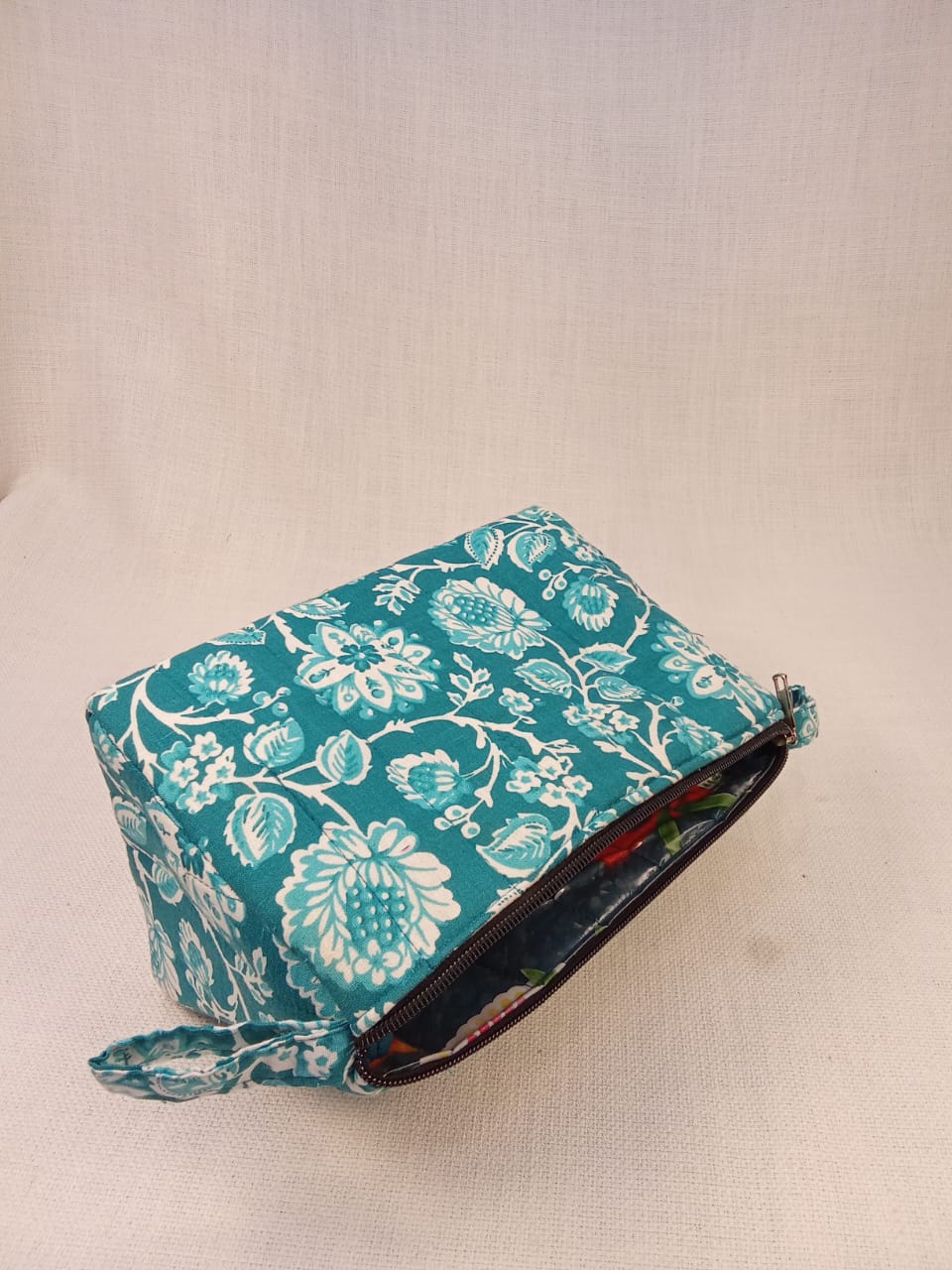 Teal Floral Print Cotton Utility Kit