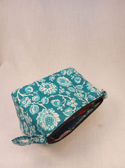 Teal Floral Print Cotton Utility Kit