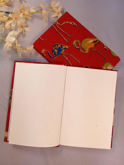 Flamingo Print Diary & Blue Motif Bookmark Desk Calm Set