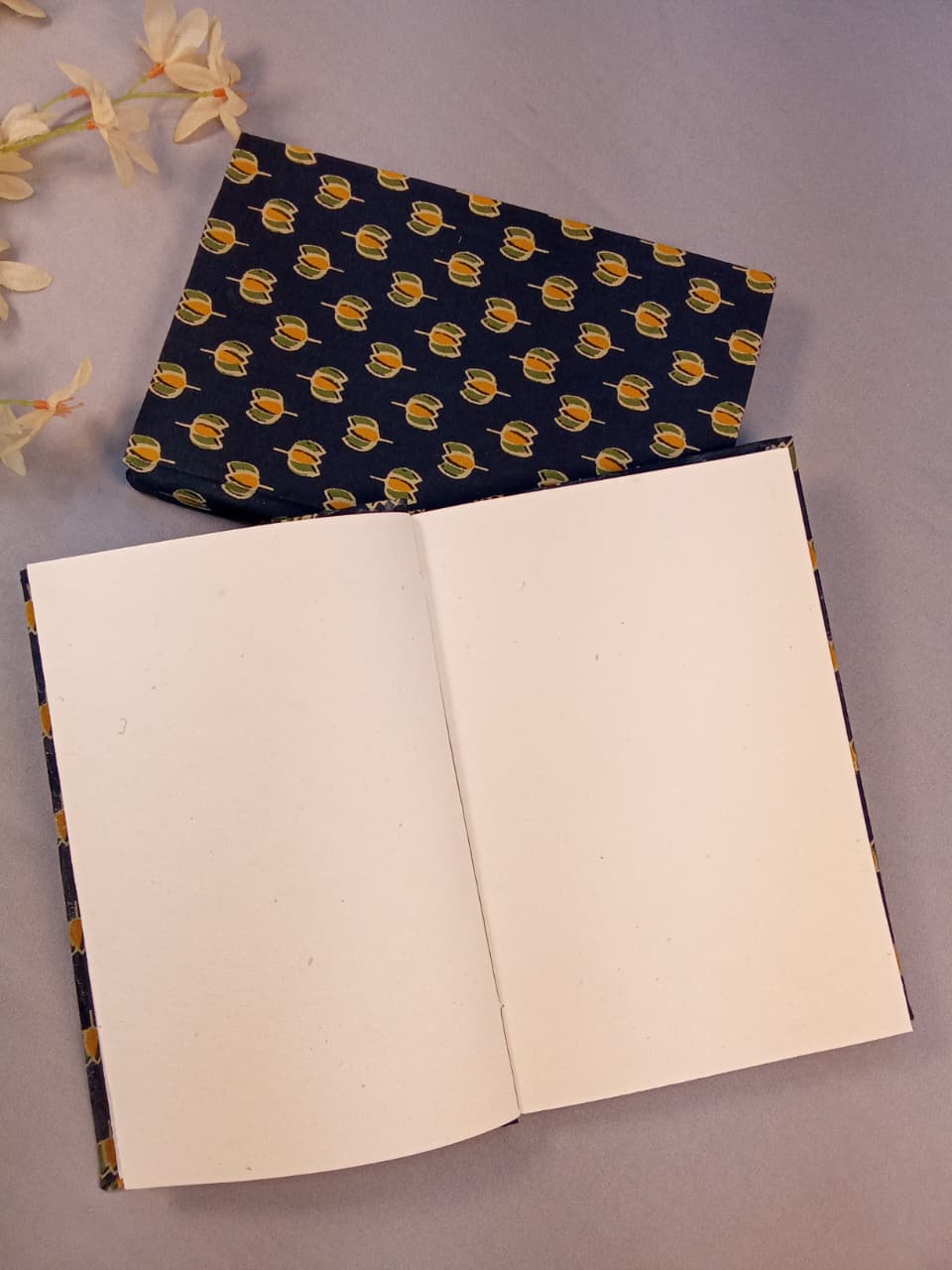 Handcrafted Indigo Floral Print A5 Diary