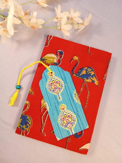 Flamingo Print Diary & Blue Motif Bookmark Desk Calm Set