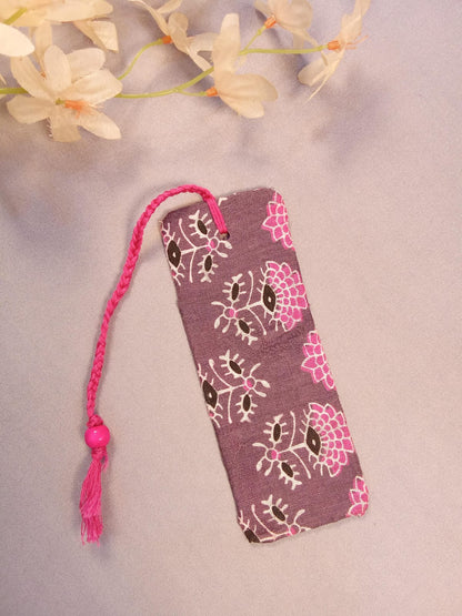 Green Leaf Print Diary & Mauve Floral Bookmark Desk Calm Set