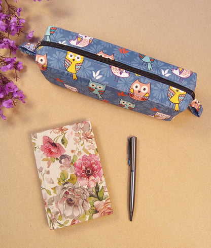 Floral Print Cream Diary & Owl Pencil Pouch Desk Calm Set