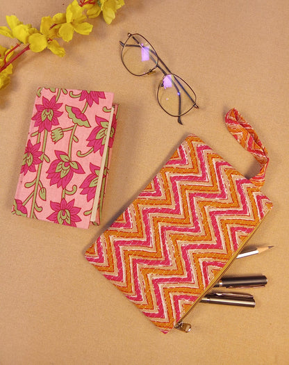Lotus Print Diary & Pencil Pouch Desk Calm Set