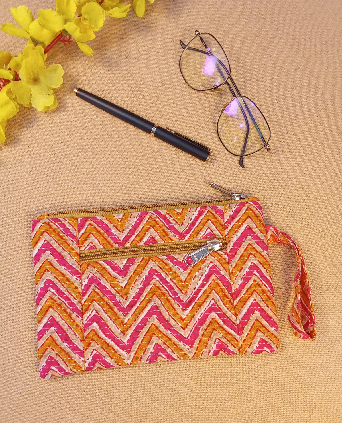 Pink & Orange Chevron Multi-Utility Pouch