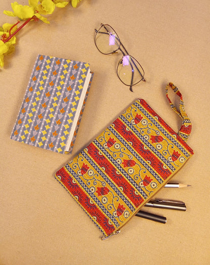 Floral Stripe Diary & Printed Pencil Pouch Desk Calm Set