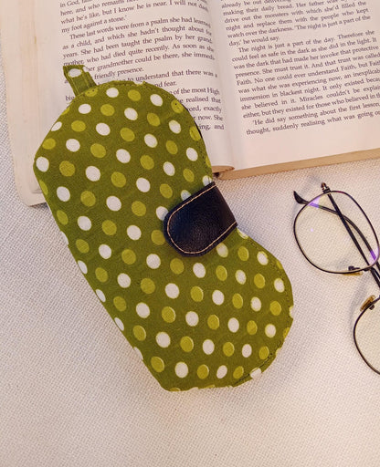 Olive Polka Dot Handmade Sunglass Case