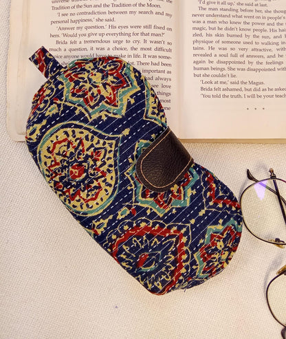 Kalamkari Print Blue & Red Handmade Sunglass Case