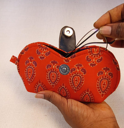 Red Paisley Print Handmade Sunglass Case