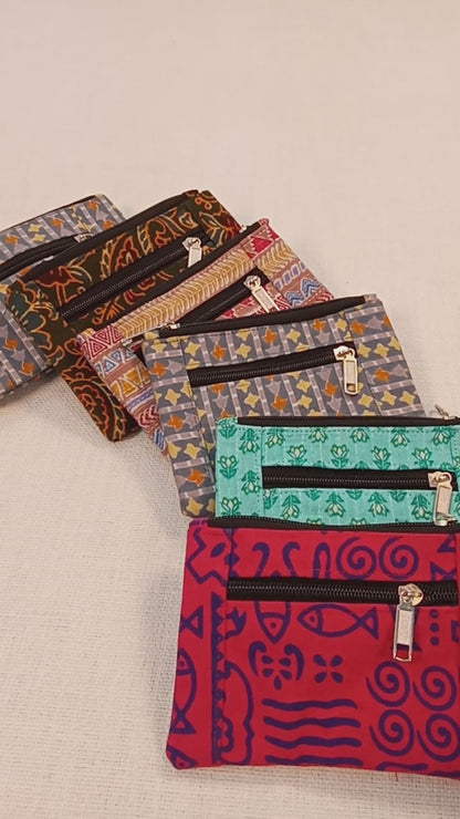 Geometric Print Cotton Multi-Utility Pouch